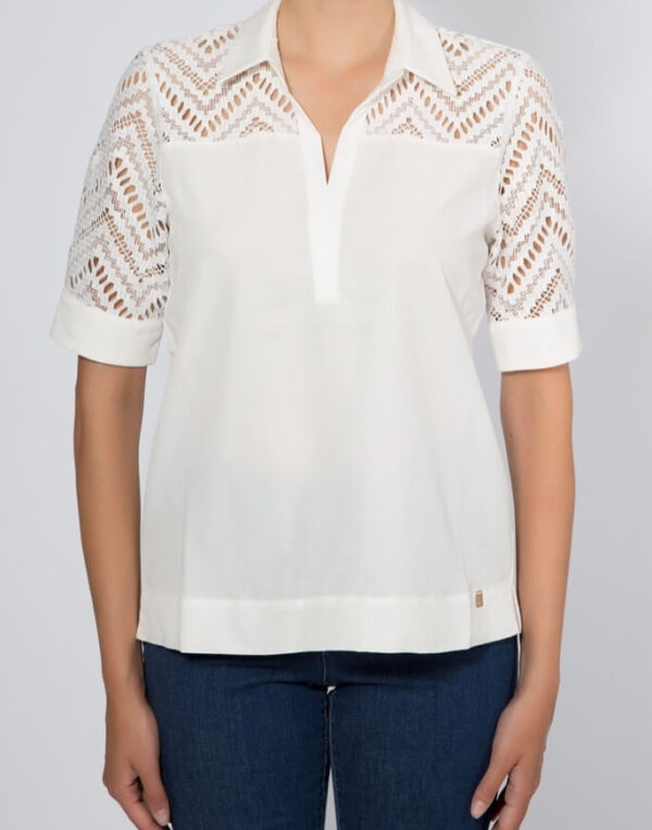 dismero Polo With Lace Sleeve 2